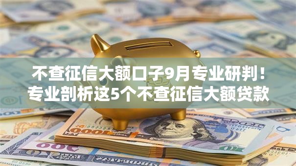 不查征信大额口子9月专业研判！专业剖析这5个不查征信大额贷款平台