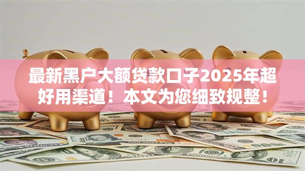 最新黑户大额贷款口子2025年超好用渠道！本文为您细致规整！