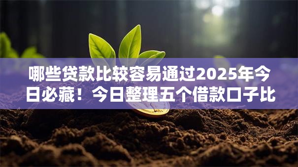 哪些贷款比较容易通过2025年今日必藏！今日整理五个借款口子比较容易通过