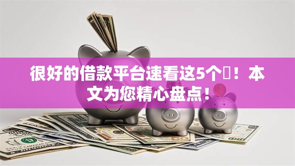 很好的借款平台速看这5个​！本文为您精心盘点！