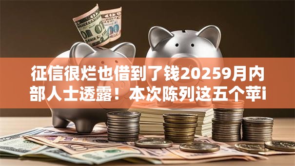 征信很烂也借到了钱20259月内部人士透露！本次陈列这五个苹id贷款的口子
