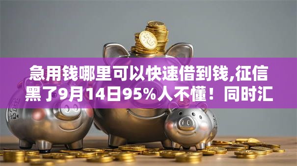 急用钱哪里可以快速借到钱,征信黑了9月14日95%人不懂！同时汇总5个凭身份证高息借款