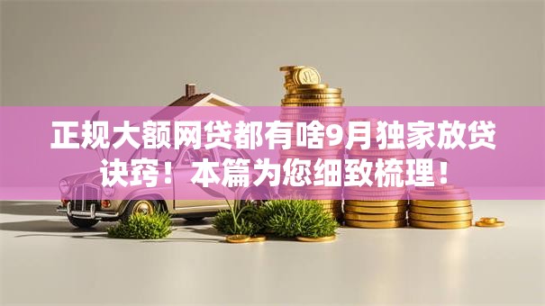 正规大额网贷都有啥9月独家放贷诀窍！本篇为您细致梳理！