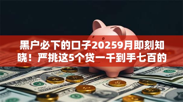黑户必下的口子20259月即刻知晓！严挑这5个贷一千到手七百的贷款软件