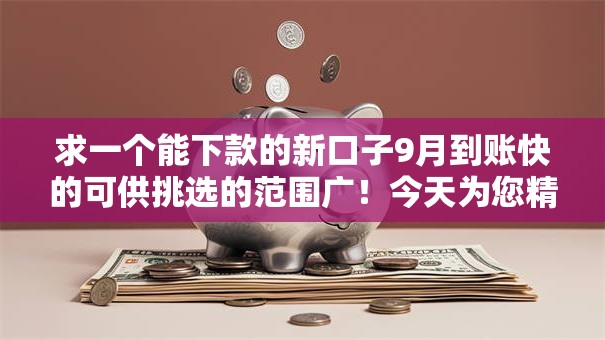 求一个能下款的新口子9月到账快的可供挑选的范围广！今天为您精心汇聚这5个贷款口子！