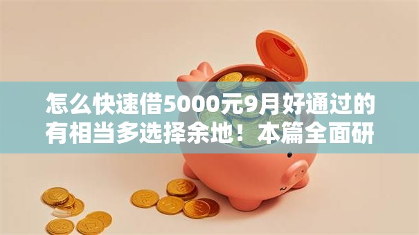 怎么快速借5000元9月好通过的有相当多选择余地！本篇全面研讨这五个贷款软件！