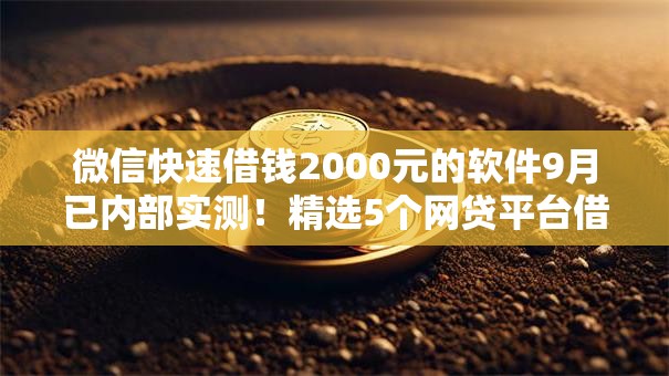 微信快速借钱2000元的软件9月已内部实测！精选5个网贷平台借款2000元口子