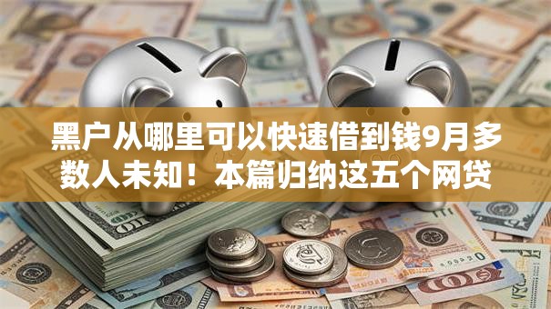 黑户从哪里可以快速借到钱9月多数人未知！本篇归纳这五个网贷口子哪里快速借钱用户