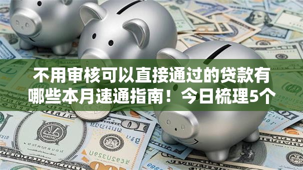不用审核可以直接通过的贷款有哪些本月速通指南！今日梳理5个借款平台口子不用审核直接借钱