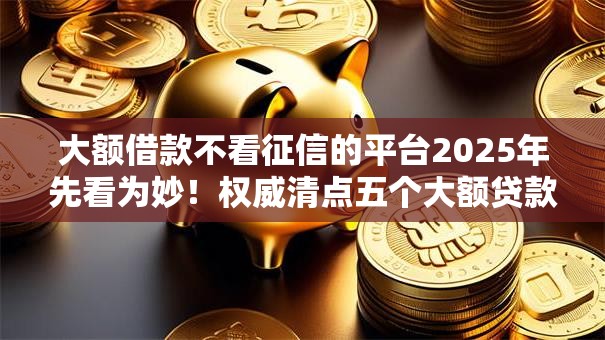 大额借款不看征信的平台2025年先看为妙！权威清点五个大额贷款不看征信的口子