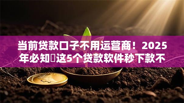 当前贷款口子不用运营商！2025年必知​这5个贷款软件秒下款不看征信