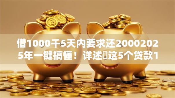 借1000千5天内要求还20002025年一键搞懂!详述这5个贷款1000口子5天要求还2000 借1000千5天内要求还20002025年一键搞懂!详述这5个贷款1000口子5天要求还2000