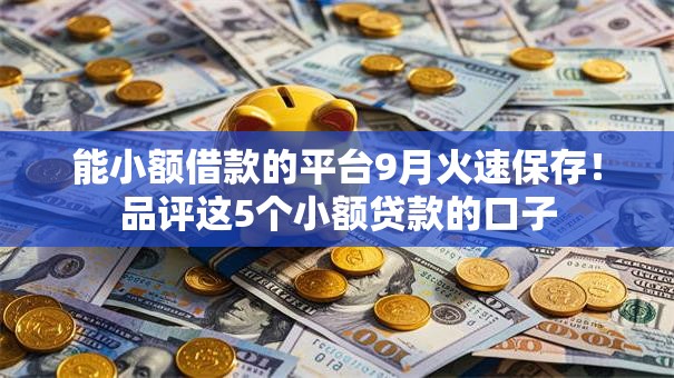 能小额借款的平台9月火速保存!品评这5个小额贷款的口子 能小额借款的平台9月火速保存!品评这5个小额贷款的口子