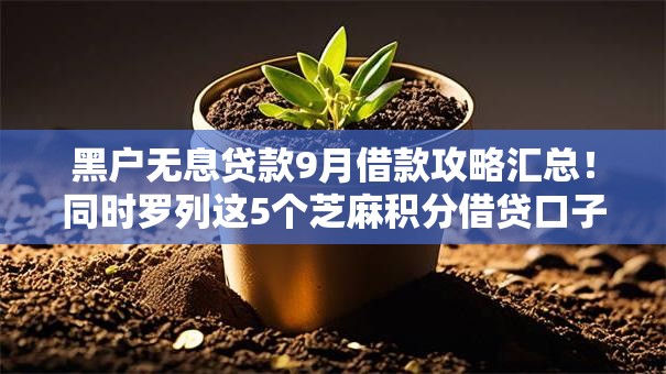 黑户无息贷款9月借款攻略汇总!同时罗列这5个芝麻积分借贷口子 黑户无息贷款9月借款攻略汇总!同时罗列这5个芝麻积分借贷口子
