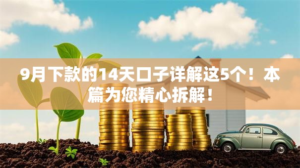 9月下款的14天口子详解这5个!本篇为您精心拆解! 9月下款的14天口子详解这5个!本篇为您精心拆解!