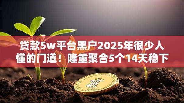 贷款5w平台黑户2025年很少人懂的门道!隆重聚合5个14天稳下口子 贷款5w平台黑户2025年很少人懂的门道!隆重聚合5个14天稳下口子