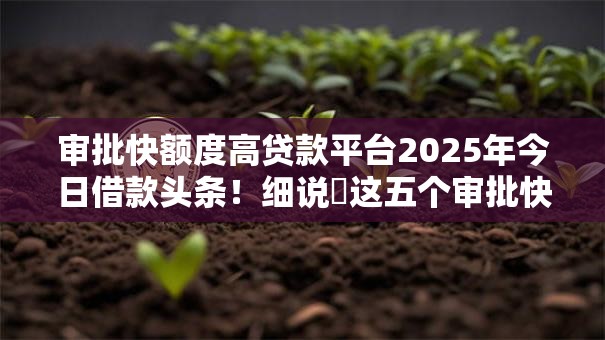 审批快额度高贷款平台2025年今日借款头条!细说这五个审批快额度高借钱软件 审批快额度高贷款平台2025年今日借款头条!细说这五个审批快额度高借钱软件