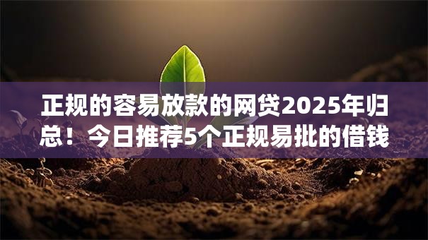 正规的容易放款的网贷2025年归总!今日推荐5个正规易批的借钱app 正规的容易放款的网贷2025年归总!今日推荐5个正规易批的借钱app