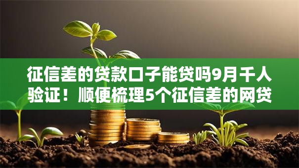 征信差的贷款口子能贷吗9月千人验证！顺便梳理5个征信差的网贷口子能借钱软件