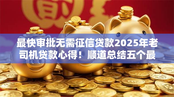 最快审批无需征信贷款2025年老司机贷款心得!顺道总结五个最快审批借钱无需征信口子 最快审批无需征信贷款2025年老司机贷款心得!顺道总结五个最快审批借钱无需征信口子