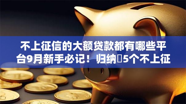 不上征信的大额贷款都有哪些平台9月新手必记！归纳​5个不上征信的大额借款口子有哪些