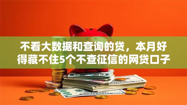 不看大数据和查询的贷，本月好得藏不住5个不查征信的网贷口子