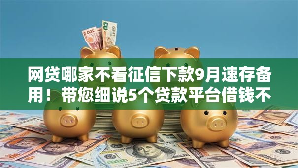 网贷哪家不看征信下款9月速存备用！带您细说5个贷款平台借钱不看征信下款