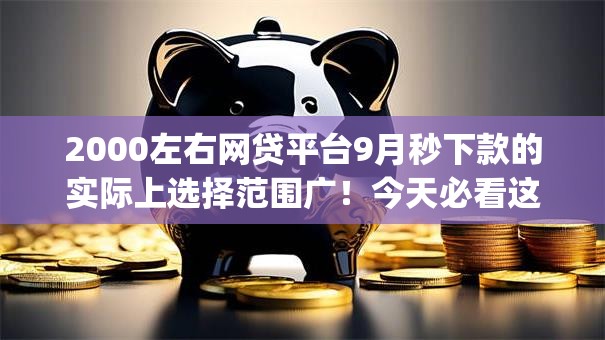 2000左右网贷平台9月秒下款的实际上选择范围广!今天必看这五个贷款app! 2000左右网贷平台9月秒下款的实际上选择范围广!今天必看这五个贷款app!
