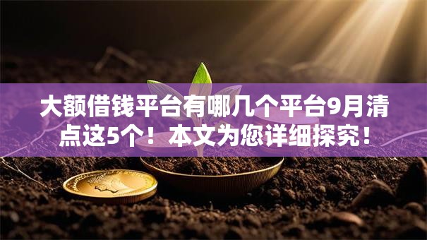 大额借钱平台有哪几个平台9月清点这5个!本文为您详细探究! 大额借钱平台有哪几个平台9月清点这5个!本文为您详细探究!