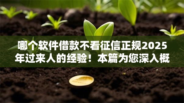 哪个软件借款不看征信正规2025年过来人的经验！本篇为您深入概括！