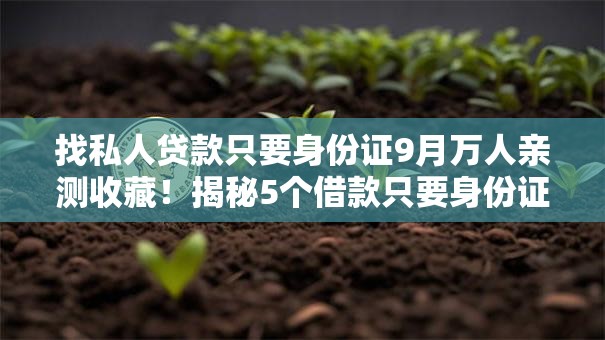 找私人贷款只要身份证9月万人亲测收藏!揭秘5个借款只要身份证网贷平台 找私人贷款只要身份证9月万人亲测收藏!揭秘5个借款只要身份证网贷平台