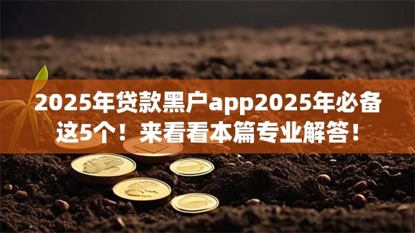 2025年贷款黑户app2025年必备这5个！来看看本篇专业解答！