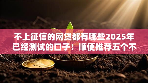 不上征信的网贷都有哪些2025年已经测试的口子!顺便推荐五个不上征信的借款平台都有哪些 不上征信的网贷都有哪些2025年已经测试的口子!顺便推荐五个不上征信的借款平台都有哪些