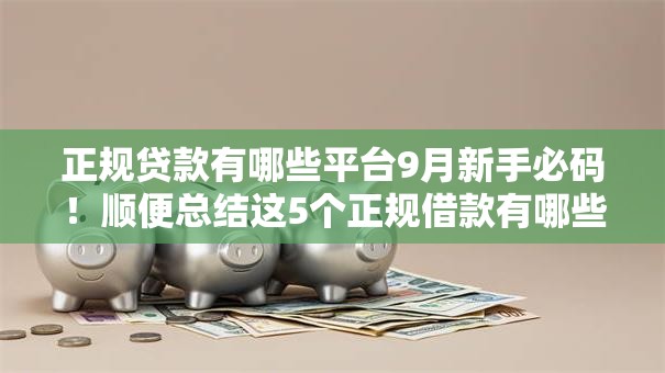 正规贷款有哪些平台9月新手必码！顺便总结这5个正规借款有哪些口子