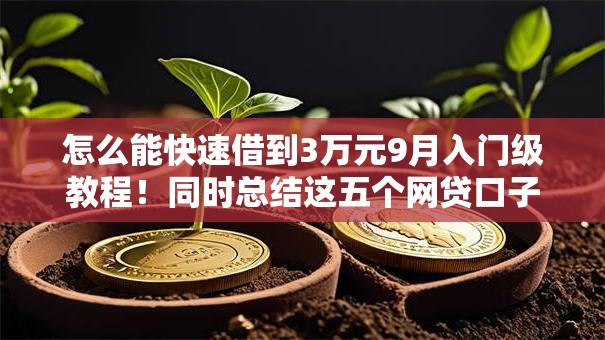 怎么能快速借到3万元9月入门级教程!同时总结这五个网贷口子快速借钱三万元 怎么能快速借到3万元9月入门级教程!同时总结这五个网贷口子快速借钱三万元