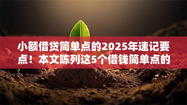 小额借贷简单点的2025年速记要点!本文陈列这5个借钱简单点的口子 小额借贷简单点的2025年速记要点!本文陈列这5个借钱简单点的口子