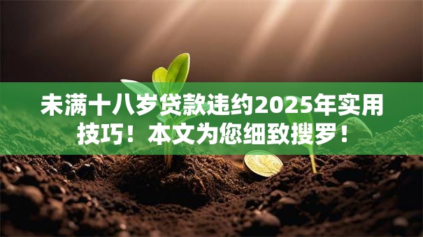 未满十八岁贷款违约2025年实用技巧!本文为您细致搜罗! 未满十八岁贷款违约2025年实用技巧!本文为您细致搜罗!