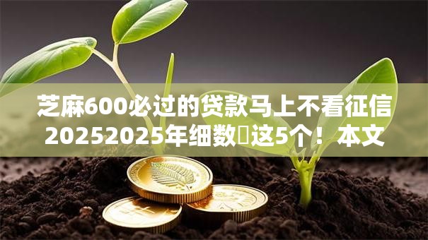 芝麻600必过的贷款马上不看征信20252025年细数这5个!本文为您深入归类! 芝麻600必过的贷款马上不看征信20252025年细数这5个!本文为您深入归类!