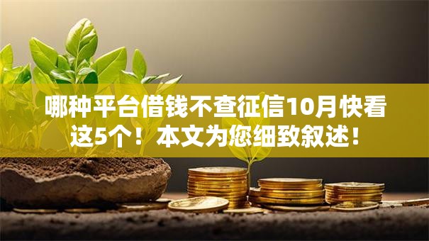 哪种平台借钱不查征信10月快看这5个！本文为您细致叙述！
