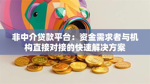非中介贷款平台：资金需求者与机构直接对接的快速解决方案