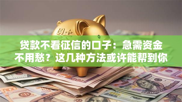 贷款不看征信的口子：急需资金不用愁？这几种方法或许能帮到你
