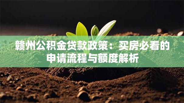 赣州公积金贷款政策：买房必看的申请流程与额度解析