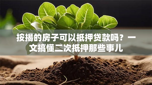 按揭的房子可以抵押贷款吗?一文搞懂二次抵押那些事儿 按揭的房子可以抵押贷款吗?一文搞懂二次抵押那些事儿