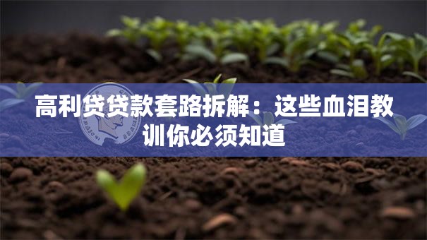 高利贷贷款套路拆解:这些血泪教训你必须知道 高利贷贷款套路拆解:这些血泪教训你必须知道
