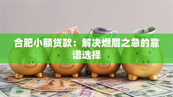 合肥小额贷款:解决燃眉之急的靠谱选择 合肥小额贷款:解决燃眉之急的靠谱选择