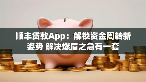 顺丰贷款App:解锁资金周转新姿势 解决燃眉之急有一套 顺丰贷款App:解锁资金周转新姿势 解决燃眉之急有一套