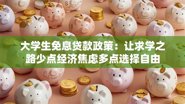 大学生免息贷款政策：让求学之路少点经济焦虑多点选择自由