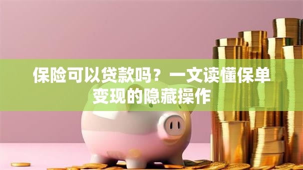 保险可以贷款吗?一文读懂保单变现的隐藏操作 保险可以贷款吗?一文读懂保单变现的隐藏操作