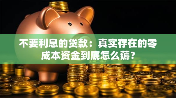 不要利息的贷款:真实存在的零成本资金到底怎么薅? 不要利息的贷款:真实存在的零成本资金到底怎么薅?