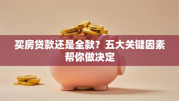 买房贷款还是全款？五大关键因素帮你做决定